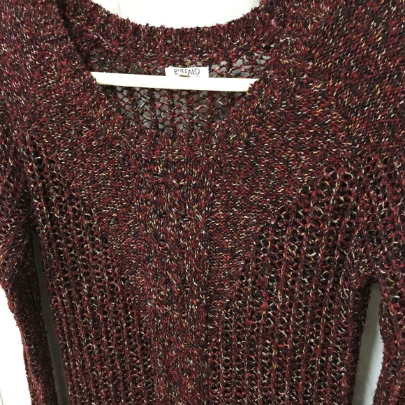 Buffalo David Bitton Red Open Knit Sweater w/ Subtle Sparkle - Picture 10 of 16